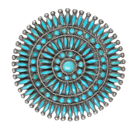 Large Vintage Zuni Natural sleeping beauty turquoise sterling cluster pin - Estate Fresh Austin