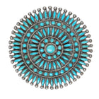Large Vintage Zuni Natural sleeping beauty turquoise sterling cluster pin - Estate Fresh Austin
