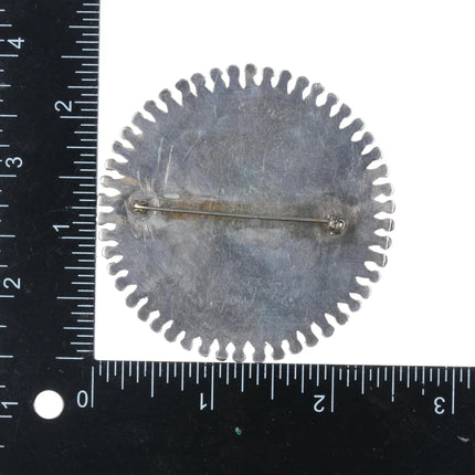 Large Vintage Zuni Natural sleeping beauty turquoise sterling cluster pin - Estate Fresh Austin