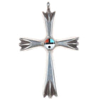 Large Vintage Zuni sterling silver sunface inlay Cross pendant - Estate Fresh Austin
