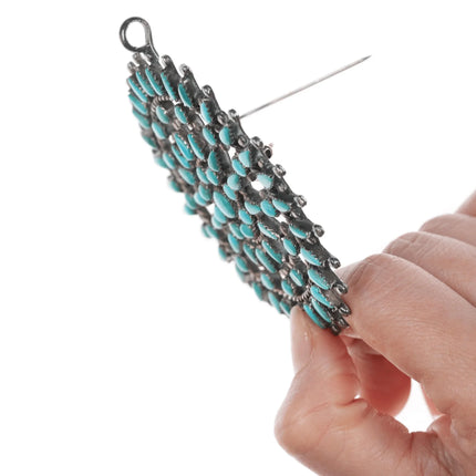 Large Vintage Zuni Silver Wagon wheel turquoise pendant/pin - Estate Fresh Austin