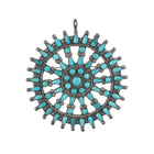 Large Vintage Zuni Silver Wagon wheel turquoise pendant/pin - Estate Fresh Austin