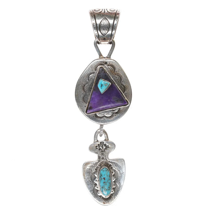 Large Virgil Reeder Navajo Sugilite, turquoise sterling masterpiece pendant - Estate Fresh Austin