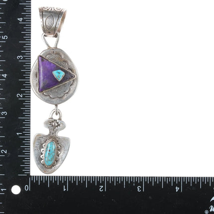 Large Virgil Reeder Navajo Sugilite, turquoise sterling masterpiece pendant - Estate Fresh Austin