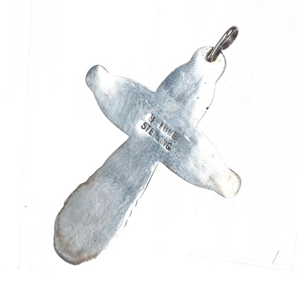 Large Wilbur Iule Zuni sterling and turquoise cross pendant - Estate Fresh Austin