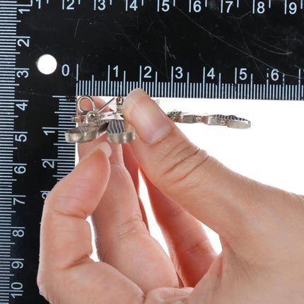 Large Zuni sterling dragonfly pendant turquoise, jet, coral, shell inlay - Estate Fresh Austin