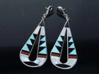Large Zuni sterling multistone inlay earrings - Estate Fresh Austin