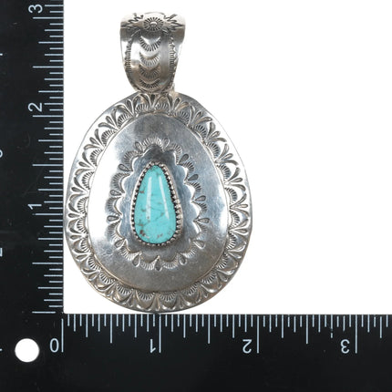 Larry Martinez Chavez Navajo Sterling and turquoise pendant - Estate Fresh Austin