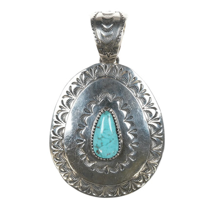 Larry Martinez Chavez Navajo Sterling and turquoise pendant - Estate Fresh Austin