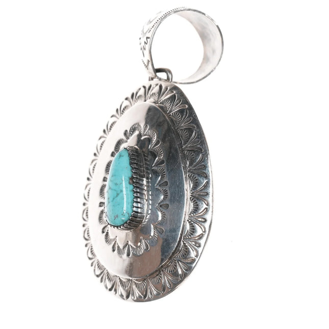 Larry Martinez Chavez Navajo Sterling and turquoise pendant - Estate Fresh Austin