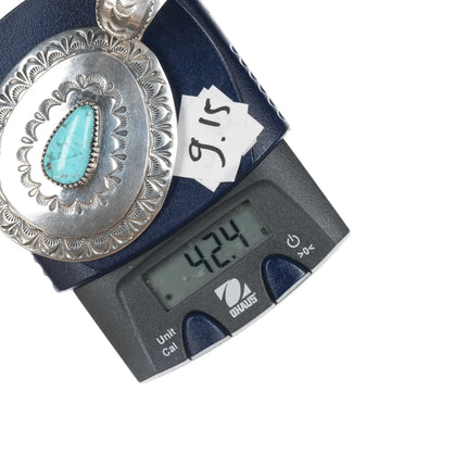 Larry Martinez Chavez Navajo Sterling and turquoise pendant - Estate Fresh Austin