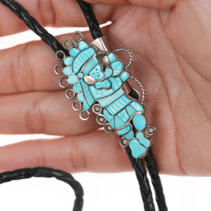 Lavonne Lalio Zuni Native American sterling and turquoise bolo tie - Estate Fresh Austin