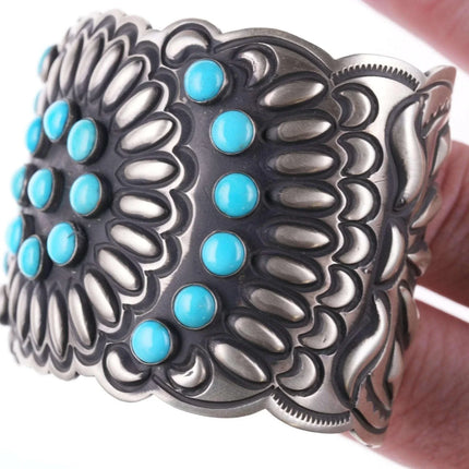 7.25" Leander Tahe Navajo Sterling and sleeping beauty turquoise bracelet - Estate Fresh Austin