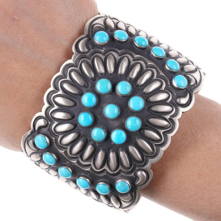 7.25" Leander Tahe Navajo Sterling and sleeping beauty turquoise bracelet - Estate Fresh Austin