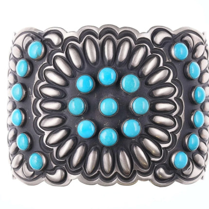 7.25" Leander Tahe Navajo Sterling and sleeping beauty turquoise bracelet - Estate Fresh Austin