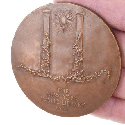 Leonard Baskin (1922 - 2000) 1961 New York Public Library Bronze Medal - Estate Fresh Austin