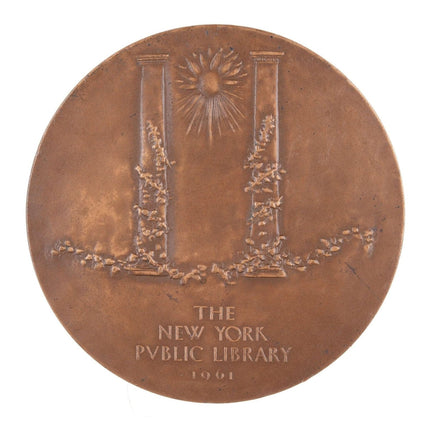 Leonard Baskin (1922 - 2000) 1961 New York Public Library Bronze Medal - Estate Fresh Austin