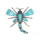 Leonard Maloney Navao Sterling and turquoise Dragonfly pin with lapis eyes - Estate Fresh Austin