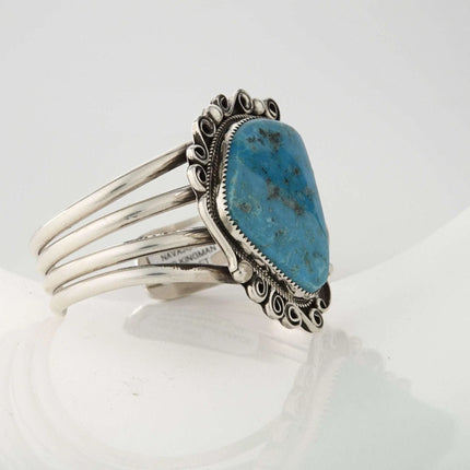 Leslie Nez Kingman Tuquoise Navajo Cuff Bracelet with large stone - Estate Fresh Austin