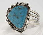 Leslie Nez Kingman Tuquoise Navajo Cuff Bracelet with large stone - Estate Fresh Austin