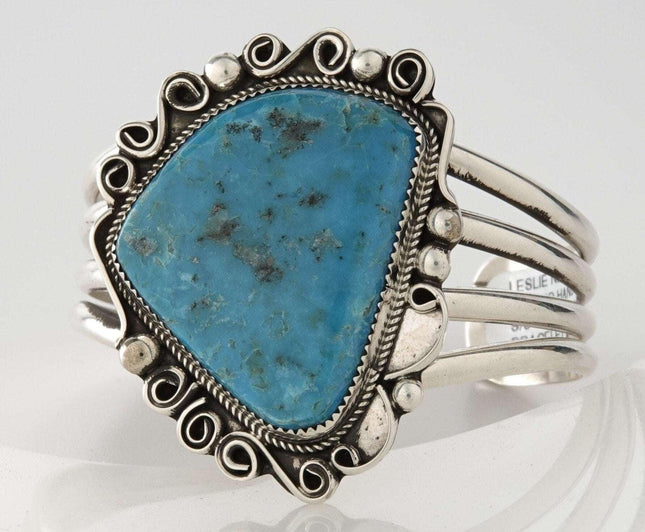 Leslie Nez Kingman Tuquoise Navajo Cuff Bracelet with large stone - Estate Fresh Austin