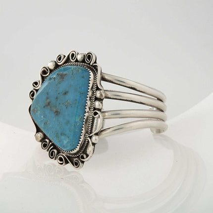 Leslie Nez Kingman Tuquoise Navajo Cuff Bracelet with large stone - Estate Fresh Austin