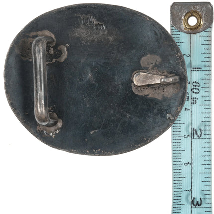 Lewis Lomay (1913-1996) Hopi Modernist overlay goat belt buckle - Estate Fresh Austin