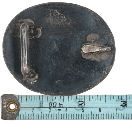 Lewis Lomay (1913-1996) Hopi Modernist overlay goat belt buckle - Estate Fresh Austin