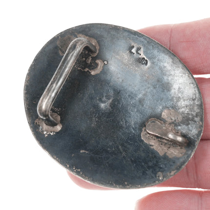 Lewis Lomay (1913-1996) Hopi Modernist overlay goat belt buckle - Estate Fresh Austin