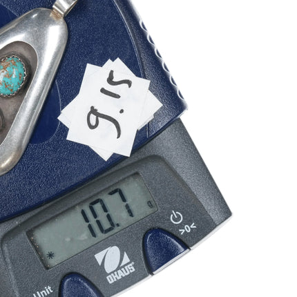 LGS Vintage Native American Modernist silver pendant with turquoise - Estate Fresh Austin