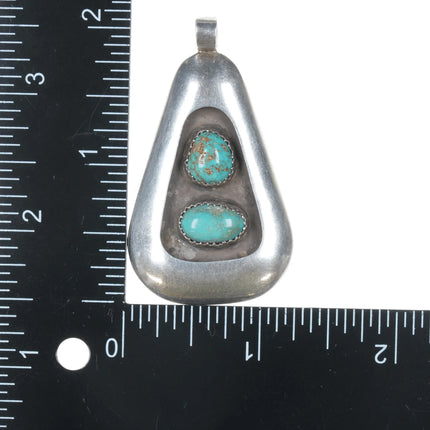 LGS Vintage Native American Modernist silver pendant with turquoise - Estate Fresh Austin