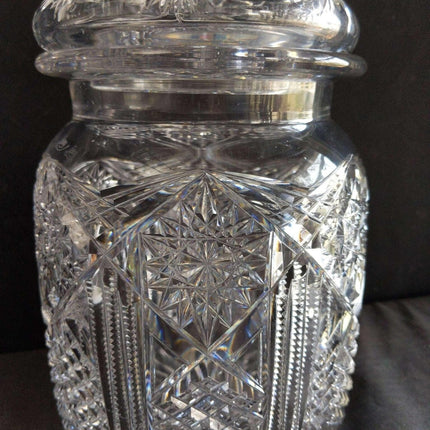 Libbey American Brilliant Period Cut Glass Cigar Jar Humidor 8.25" x 5.5" - Estate Fresh Austin