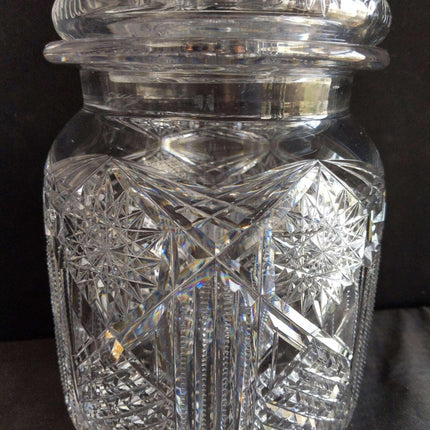 Libbey American Brilliant Period Cut Glass Cigar Jar Humidor 8.25" x 5.5" - Estate Fresh Austin