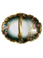 Limoges basket hand painted flowers and heavy gold c.1910 6.625