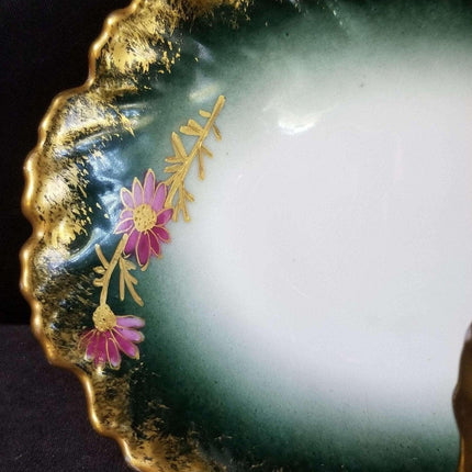 Limoges basket hand painted flowers and heavy gold c.1910 6.625" wide x 3.5" tal - Estate Fresh Austin