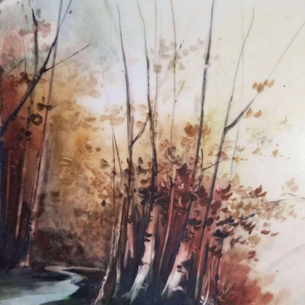 Limoges Porcelain Plaque Artist Signed and Dated 1920 11.75" woodland Scene T&V - Estate Fresh Austin