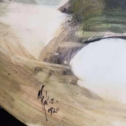 Limoges Porcelain Plaque Artist Signed and Dated 1920 11.75" woodland Scene T&V - Estate Fresh Austin