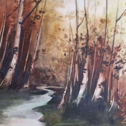 Limoges Porcelain Plaque Artist Signed and Dated 1920 11.75" woodland Scene T&V - Estate Fresh Austin