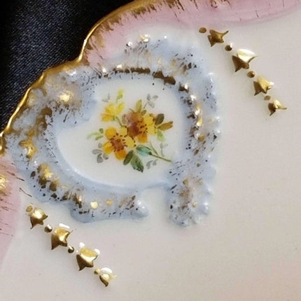 Limoges Portrait Cabinet Plate T.V. Heavily embossed gold 8.5" - Estate Fresh Austin