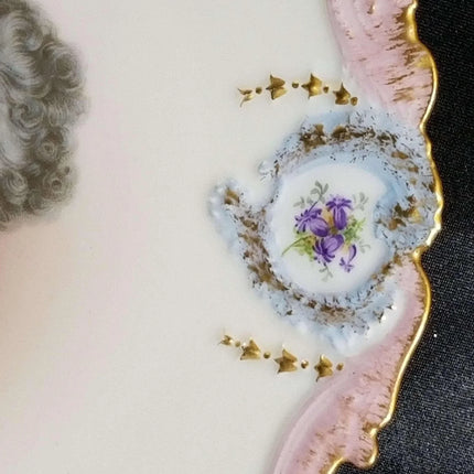 Limoges Portrait Cabinet Plate T.V. Heavily embossed gold 8.5" - Estate Fresh Austin