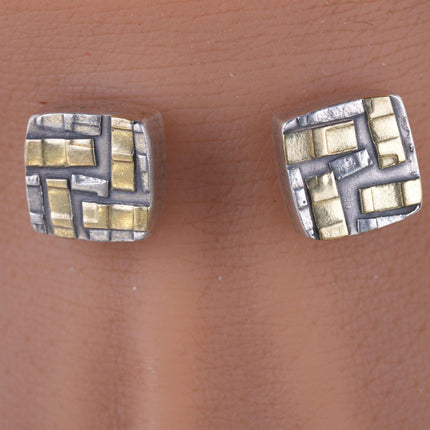 Lisa D'Agostino 18k/Sterling modernist earrings - Estate Fresh Austin