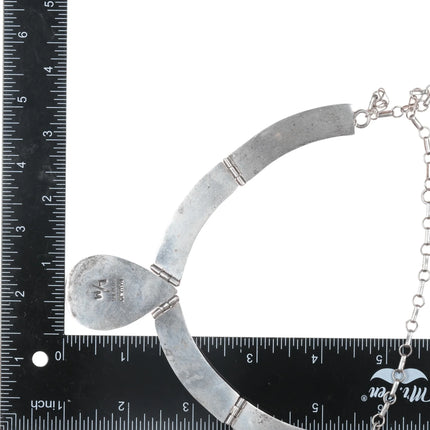 L/M Navajo sterling multi-stone intarsia inlay bib necklace - Estate Fresh Austin