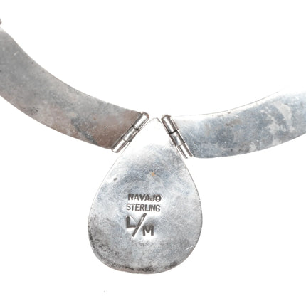 L/M Navajo sterling multi-stone intarsia inlay bib necklace - Estate Fresh Austin