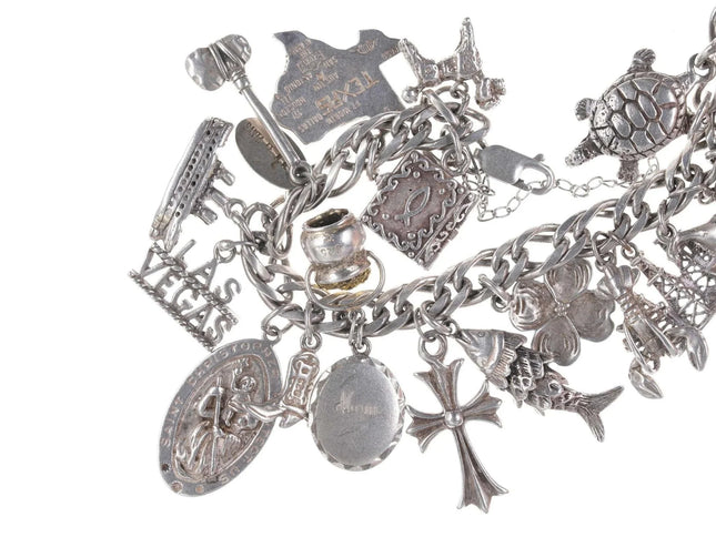 Loaded Vintage Southwestern Themed Sterling charm bracelet - Estate Fresh Austin