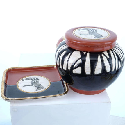 Longwy Sanka Zebras African Style French Art Pottery 1990's - Estate Fresh Austin