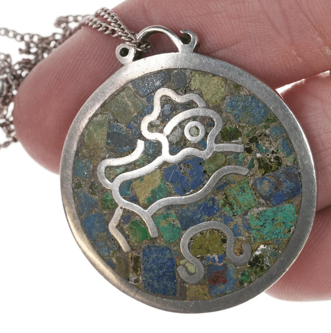 Los Castillo Mid Century Mosaic Sterling Leo Pendant - Estate Fresh Austin