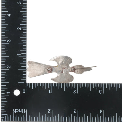M Native American Sterling peyotebird pin with coral - Estate Fresh Austin