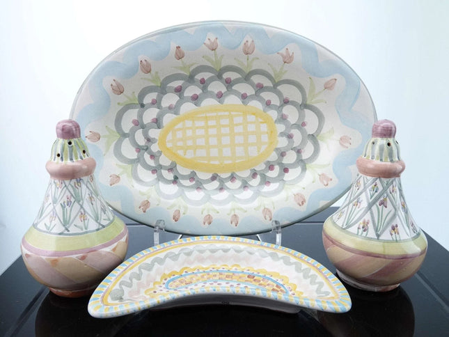 Mackenzie Childs Platter shakers and bone dish - Estate Fresh Austin