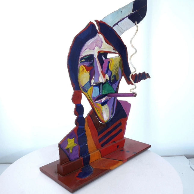 Malcolm Furlow Cut Steel 3 Dimensional Pop Art Native American Sculpture - Estate Fresh Austin
