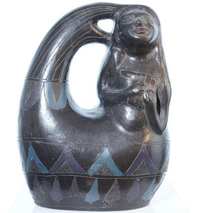 Manuel Felguerez (Mexican, 1928 - 2020) Painted Black pottery mermaid - Estate Fresh Austin